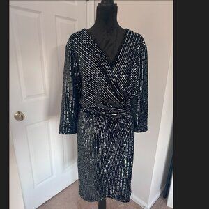 Lane Bryant Velvet Sequin Wrap Dress - Size 24